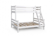 Кровать двухъярусная с наклонной лестницей “Адель” (Массив Сосны) Белая (2)